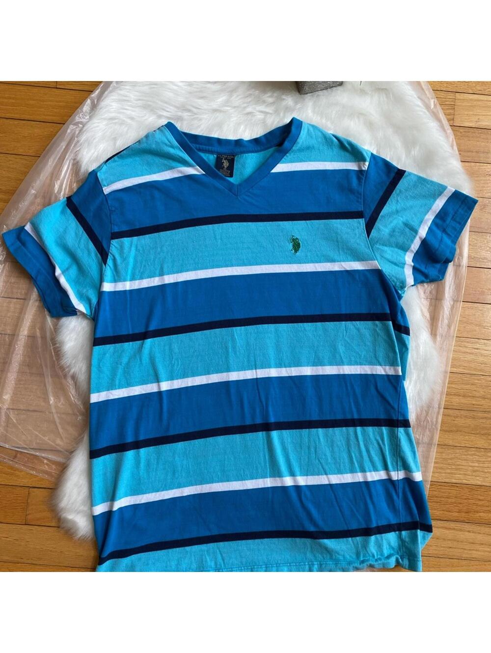 U.S. Polo Assn. Men’s Striped V-Neck Short Sleeve T-Shirt XL